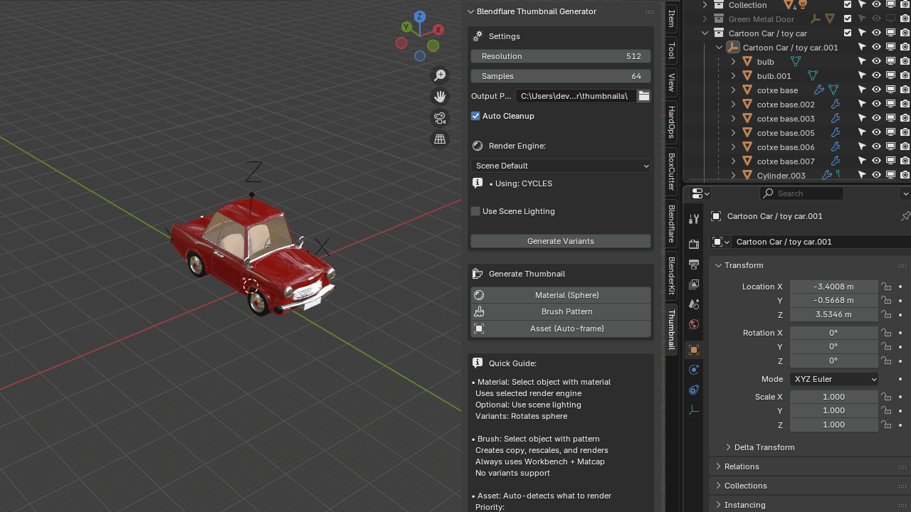 Asset thumbnail generation