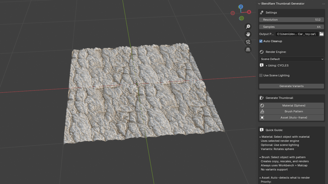 Thumbnail generator addon in action